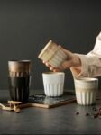 Elegant and antique ceramic coffee cup for 240ml, creative shooting coffee cup, coarse texture cup for latte preparation, milk cup for home breakfast, afternoon tea cup in the office