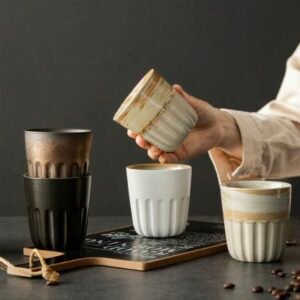 Elegant and antique ceramic coffee cup for 240ml, creative shooting coffee cup, coarse texture cup for latte preparation, milk cup for home breakfast, afternoon tea cup in the office