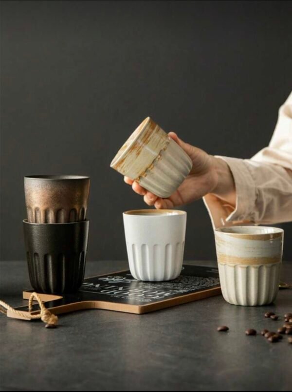 Elegant and antique ceramic coffee cup for 240ml, creative shooting coffee cup, coarse texture cup for latte preparation, milk cup for home breakfast, afternoon tea cup in the office