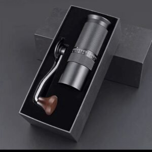 Manual Adjustable Adjustable Coffee Grinder - Portable Manual Grinder, Wooden Handle, Made of Aluminum and Stainless Steel, Non-Electric, 25G Capacity for Travel and Home Use, External Adjustable, Round Shape