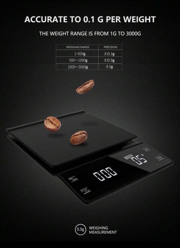[Hot Offer] Smart Coffee Scale 1 Piece, Kitchen Scale, Italian Handheld Coffee Scale, Timing and Weight Function Coffee Scale, Precision Baker Kitchen Scale, Energy Saving Design, Anti-Slip Silicone Base at the Bottom