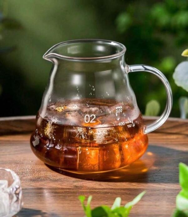 600ml High Borosilicate Glass Coffee Pot with Cloud Design, Server Mounting, Coffee - Suitable for Home, Office and Travel